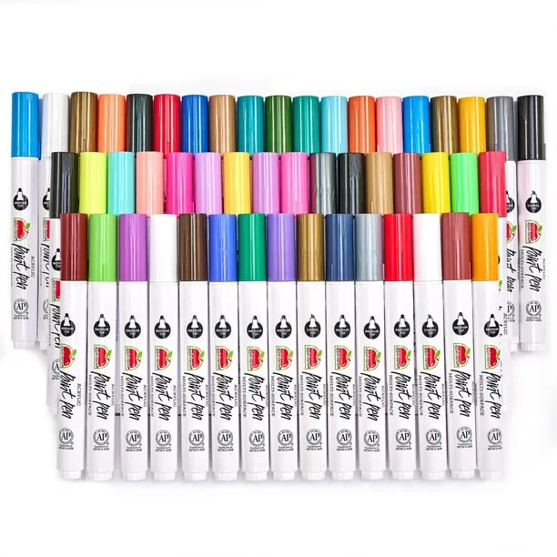 Apple Barrel Mega Multi-Surface Paint Pen Set, 50 Pieces