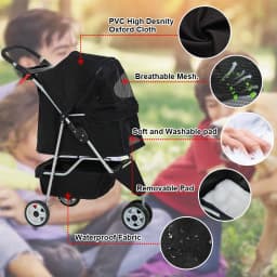 Bestpet Pet Stroller 3 Wheels Travel Folding - Thumbnail 6