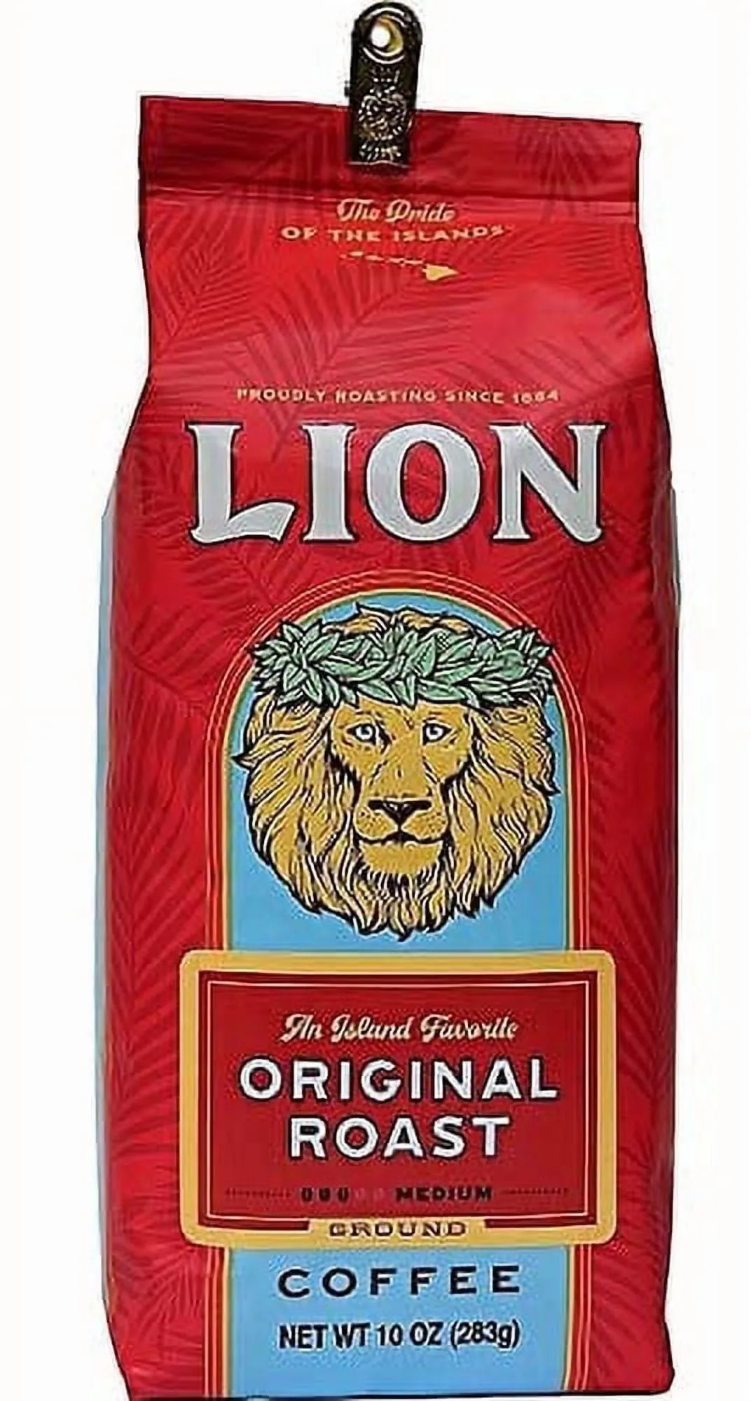 Lion Coffee Medium Roast Ground Coffee, Hawaiian Coffee Beans, Original Flavor, 10 oz