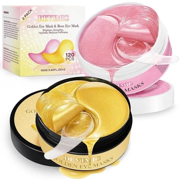Devimic Under Eye Patches Set 60 Pairs (2 x 30 pairs), Golden & Rose Eye Mask for Dark Circles & Puffiness, Hydrating