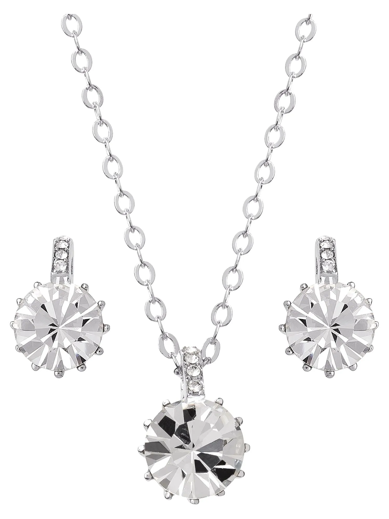 Women's Fine Silver Plated Clear Crystal Pendant