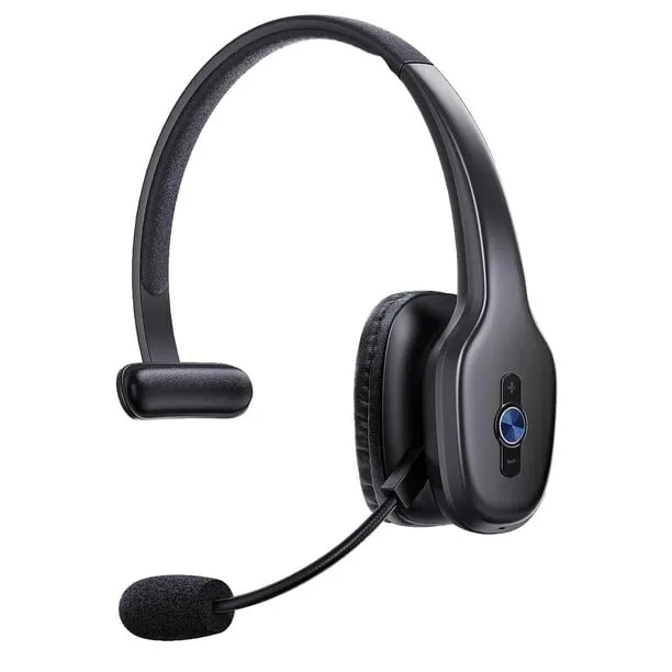 Bluetooth Headset, Trucker Wireless Headset with Noise Cancelling Microphone & Mute Button, 50Hrs Playtime, Wireless