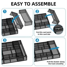 Marbrasse Expandable Desk Drawer Organizer Mesh - Thumbnail 3