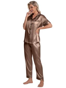 Dakimoe Silk Satin Pajamas Set for Women Two Piece - Thumbnail 9