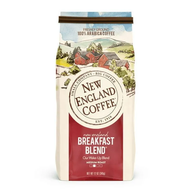 New England Coffee Breakfast Blend Medium Roast Ground Coffee, 12 oz