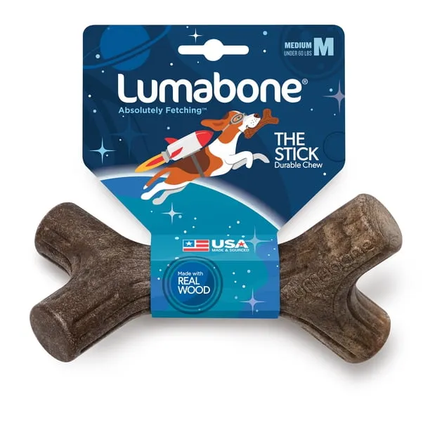 Lumabone Durable Maple Wood Flavored Stick Dog Chew Toy, Medium