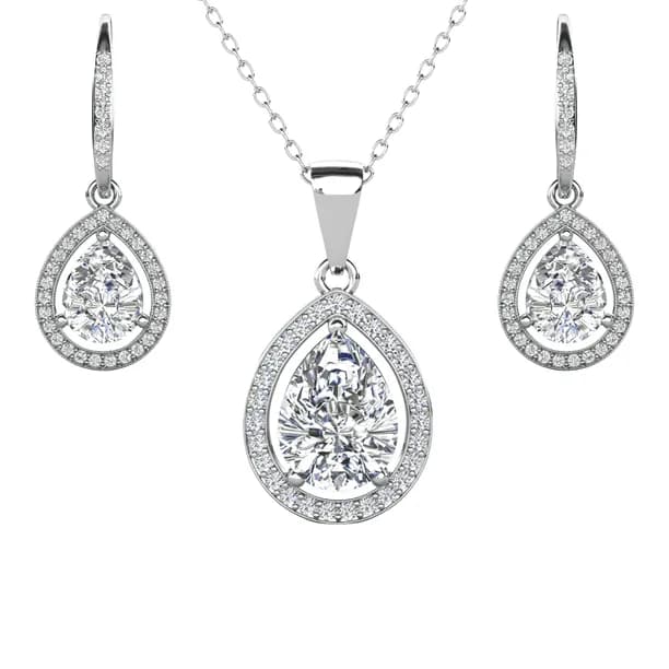 Isabel 18k White Gold Plated Drop Jewelry Set with Simulated Diamonds Gift for Women