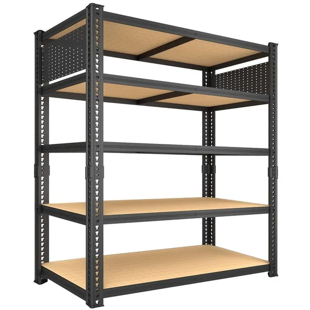 ZEUKMXOO 78" H Garage Shelving Unit , Heavy Duty Adjustable Storage Shelves with Integrated Dual-side Pegboards , 5 Tier