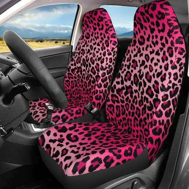 Pink Print Car Seat Covers Set 2 Pcs Auto Interior