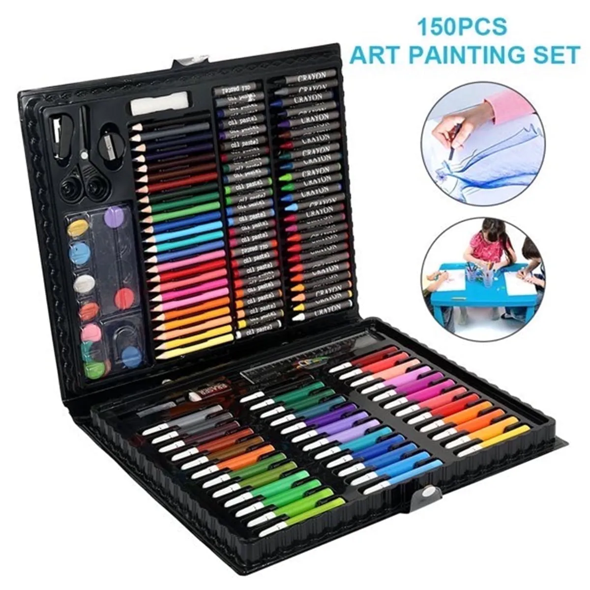 150 Piece Deluxe Art Set, Casewin Art Supplies for Drawing, Painting and More, Kid Crafting Supplies Great for Teenage 4