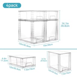 Sindcom Stackable Storage Drawers Set of 4CLEAR - Thumbnail 9
