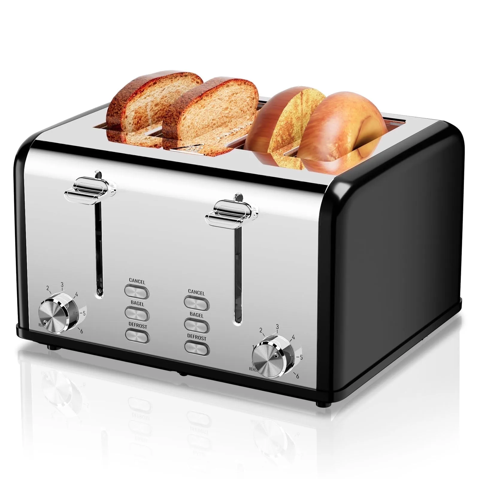 Toaster 4 Slice Toaster Stainless Steel Retro
