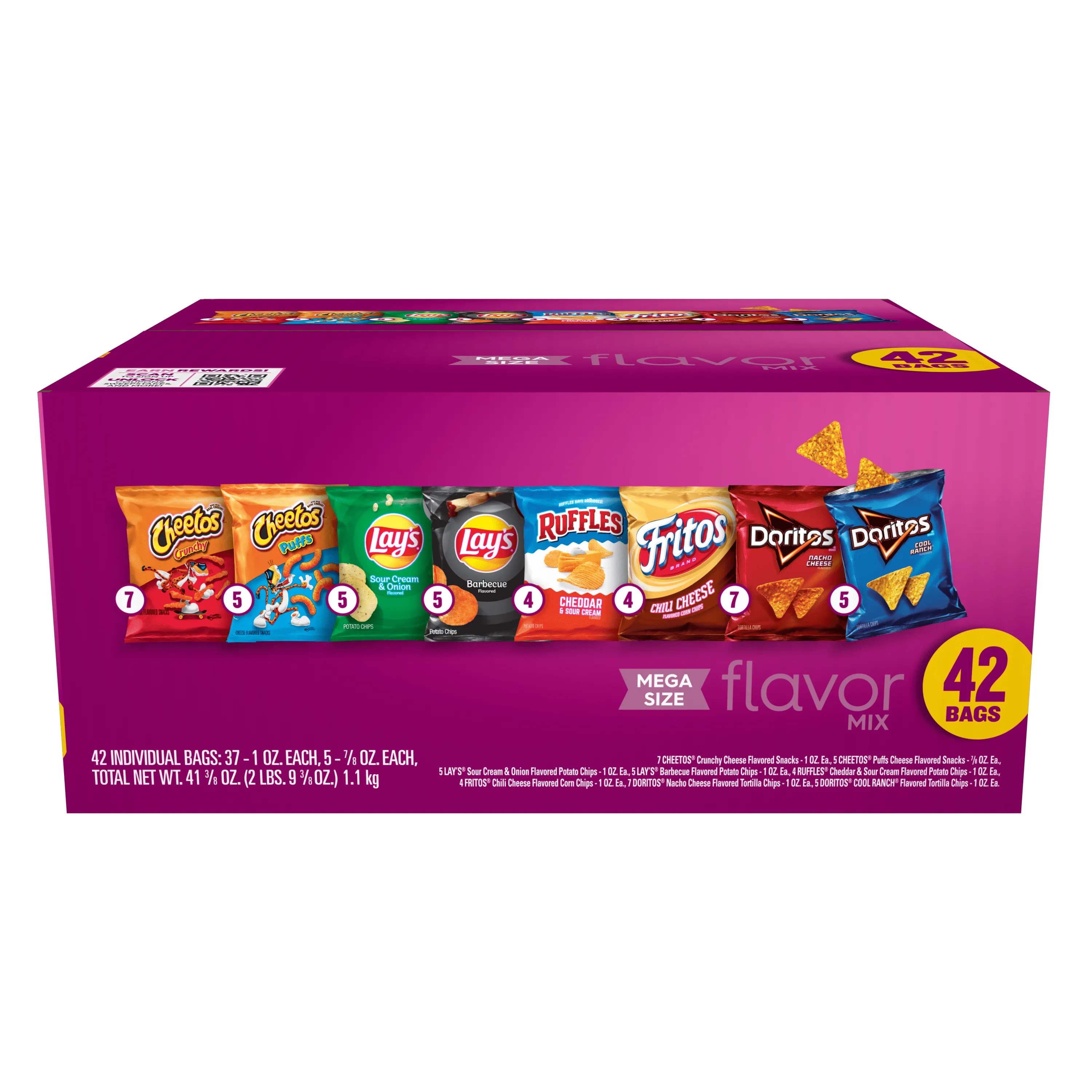 Frito Lay Flavor Mix Variety Pack Snack Chips 42