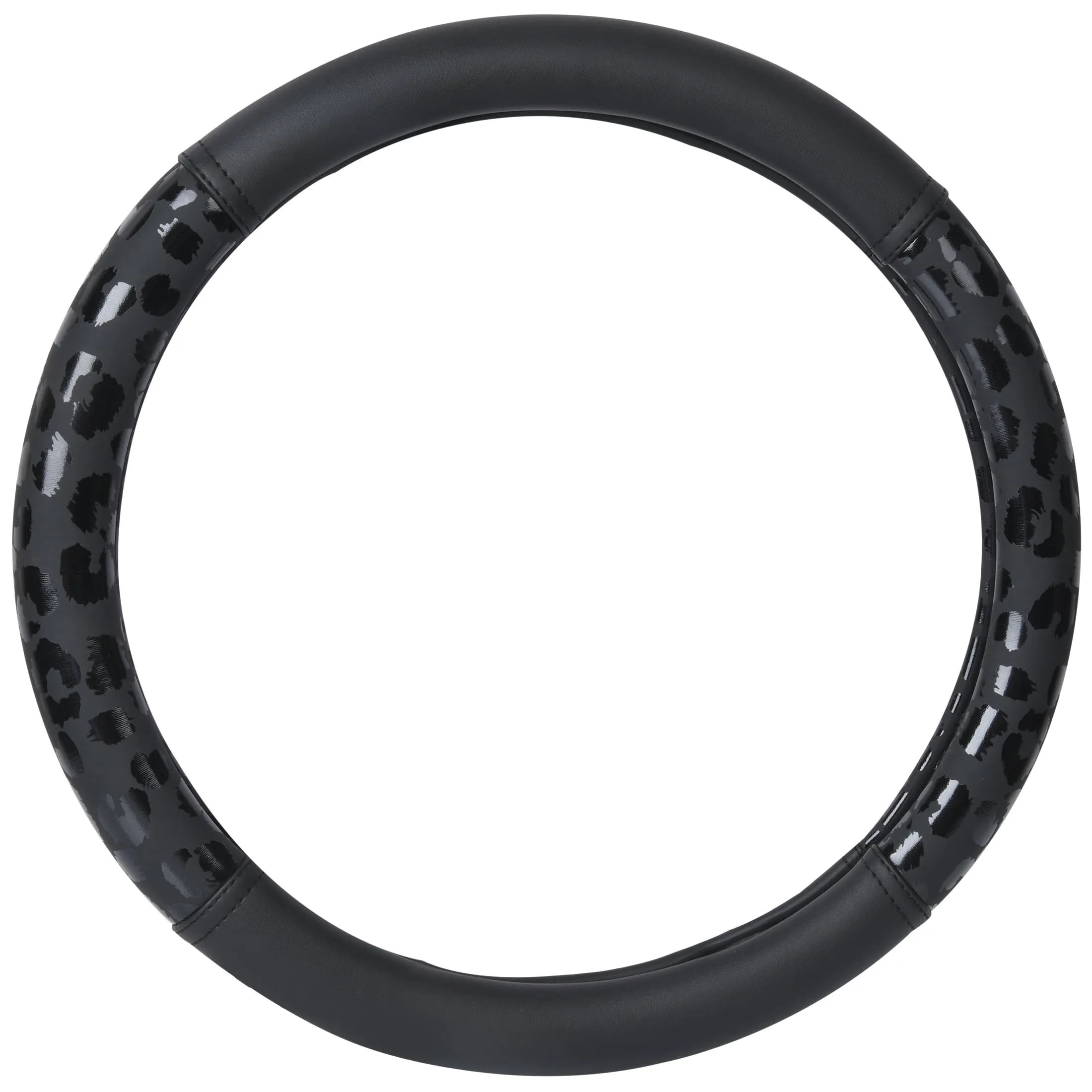Auto Drive Black Leopard Faux Leather Steering