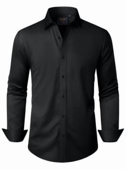 Sogami Men's Solid Long Sleeve Dress Shirts - Thumbnail 1