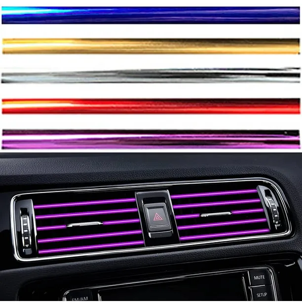 Walbest 10Pcs Universal Car Air Conditioner Vent Trim Decoration Strip Accessories, Waterproof Flexible Shiny Auto Car V