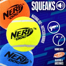 Nerf Dog Squeak Tennis Ball Dog Toy 25 Inch 3 Pack - Thumbnail 2