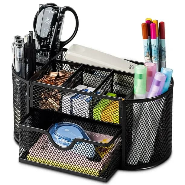 Mesh Desk Organizer with Drawer 8 Compartments
