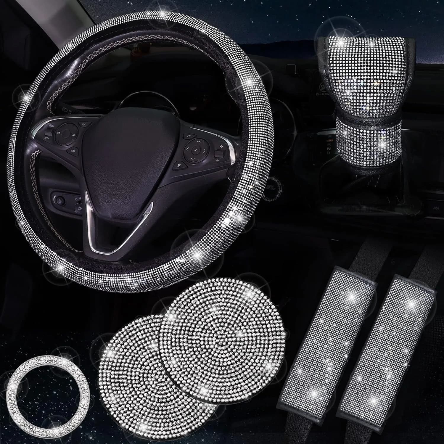 Crystal Rhinestone Car Accessories Set Diamond Car