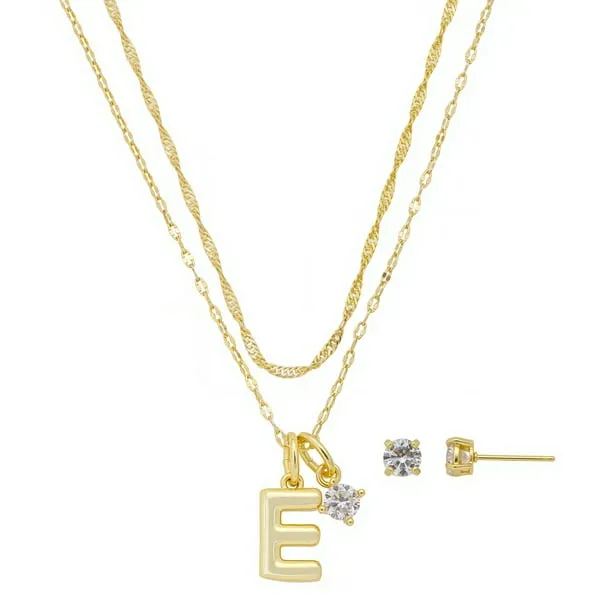Women's 14KT Gold Flash Plated Initial E Slider