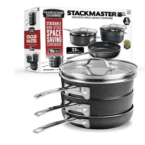 Granitestone 10 Stackmaster 5 Piece Nonstick Pots
