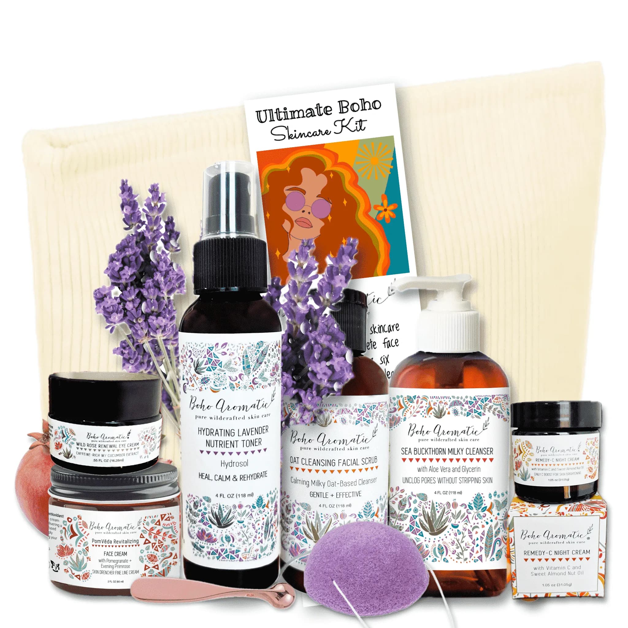 Boho Aromatic Natural & Organic Skincare Kit, 8 Piece Set