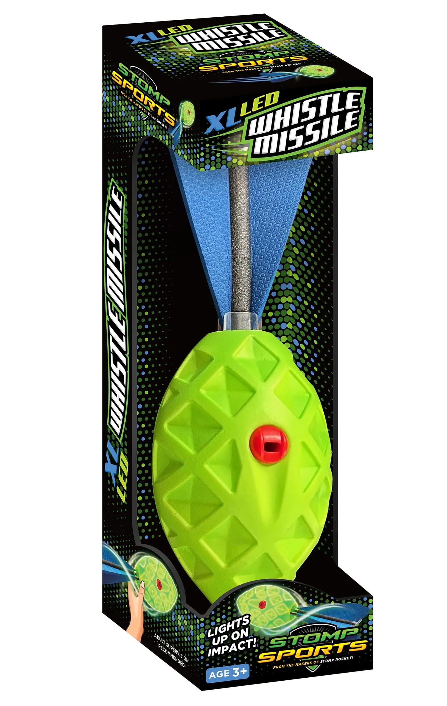 Stomp Sports XL LED Whistle Missile, Whistling Foam Football, Lights Up, for Boys & Girls, includes 1 Football