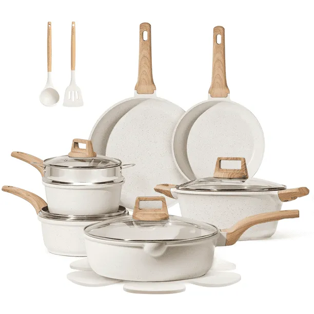 Carote Nonstick Pots and Pans Set 18 Pcs Granite