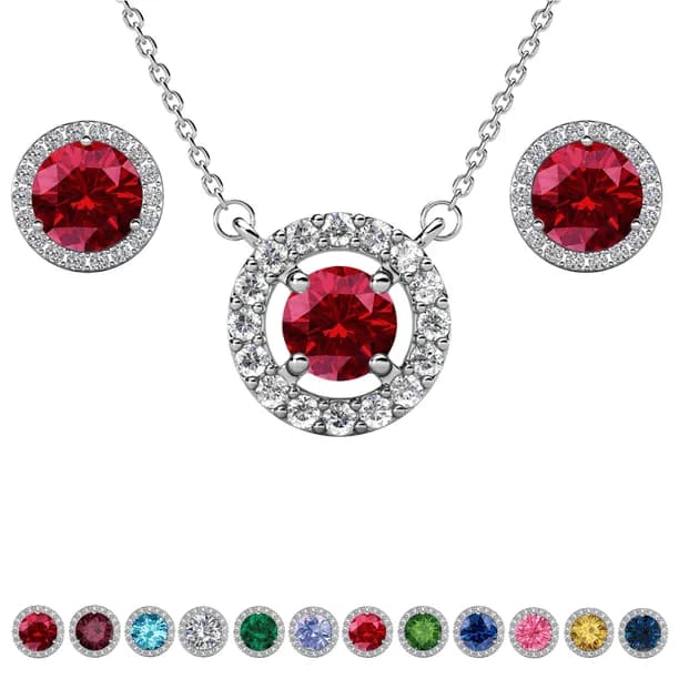 Royal January Birthstone 18k White Gold Plated Women Jewelry Set, Swarovski Crystals
