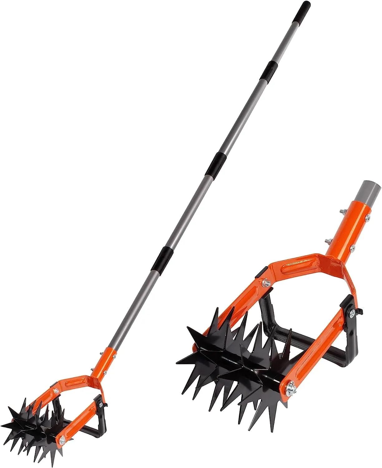 Walensee Rotary Cultivator Tool, Adjustable Garden Hand Tiller with Stainless Steel Pole, 2-in-1 Garden Weeder and Crumb