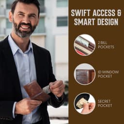 Bull Guard Best Leather Men's Rfid Trifold Wallet - Thumbnail 5