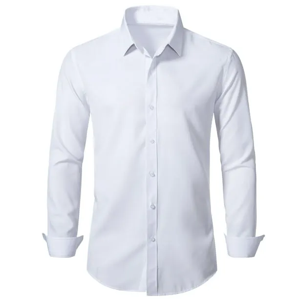 Men's Slim Fit Stretch Dress Shirt Solid Color