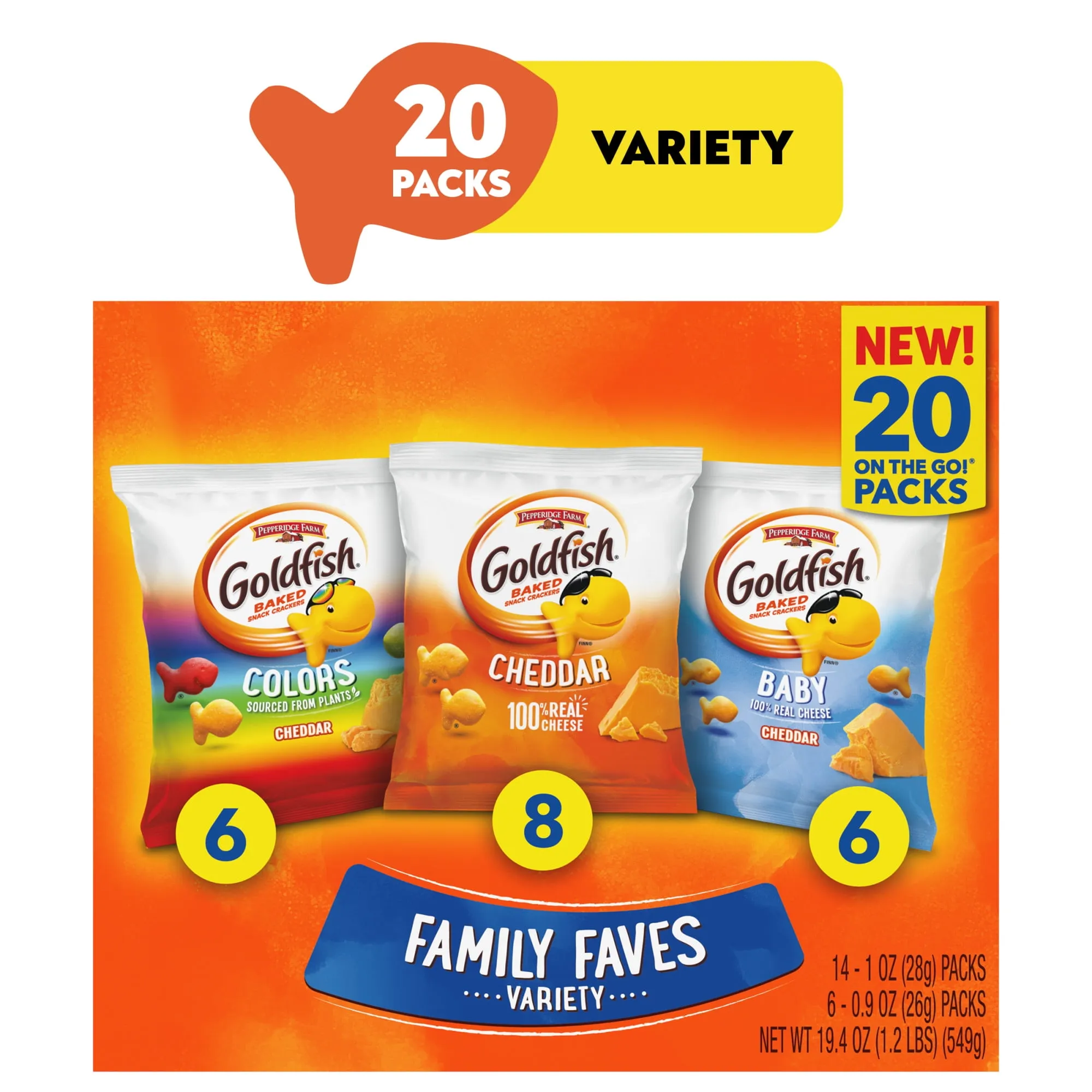 Goldfish Family Faves Crackers Cheddar Colors