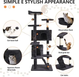 Bestpet 54IN Cat Tree Tower Scratch Posts Condo - Thumbnail 6