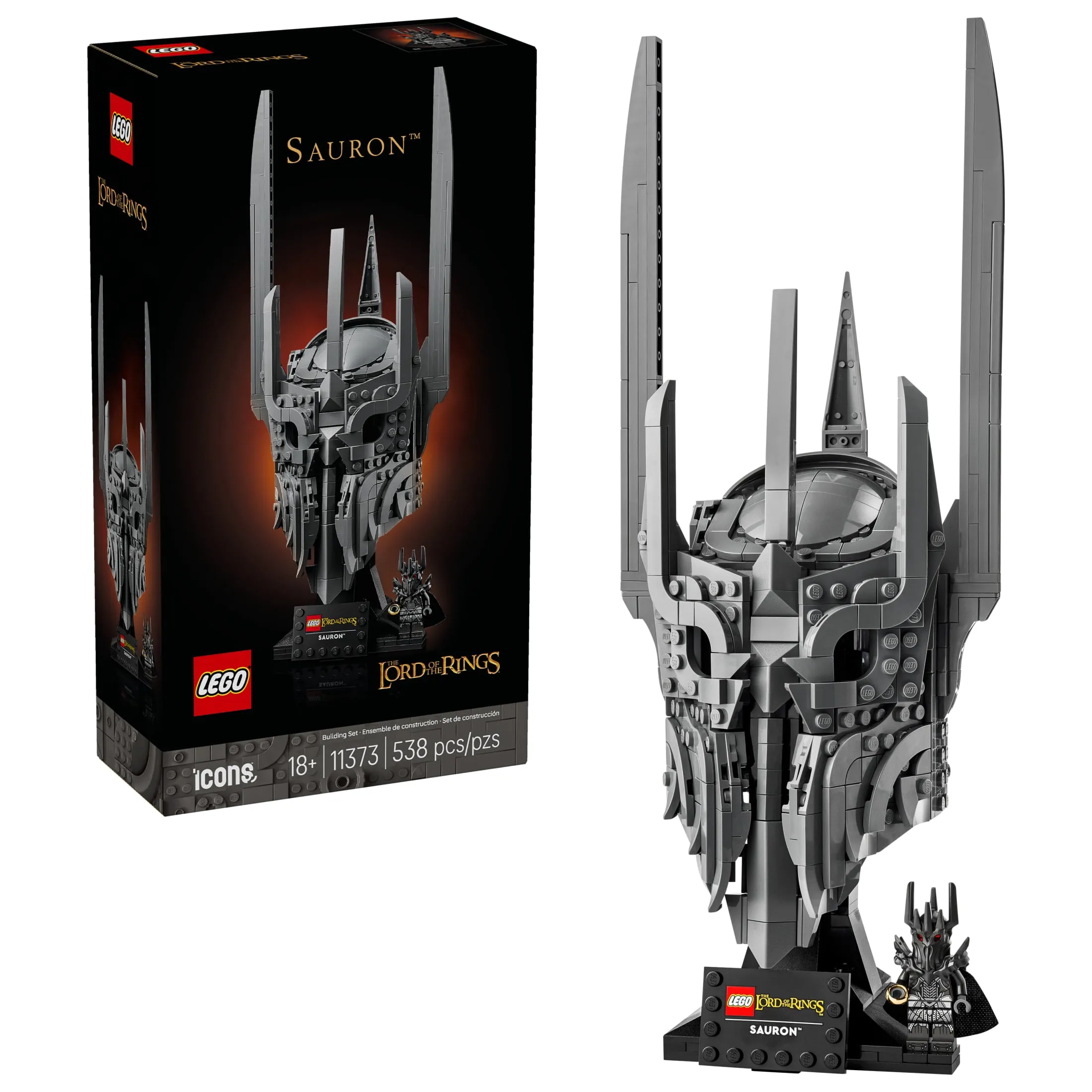 LEGO Icons The Lord of the Rings: Sauron's Helmet - Building Set for Adults, Ages 18+ - Bedroom, Home Office, Book Shelf
