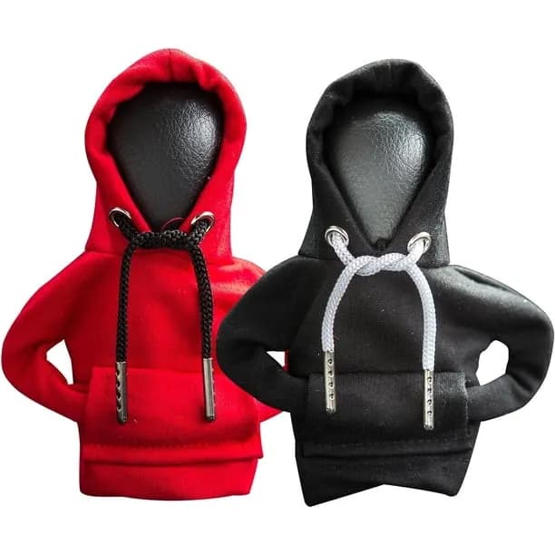 DADHOT 2Pcs Car Shift Knob Hoodie,Gear Shift Hoodie,Funny Sweater Hoodie for Gearshift,Automotive Interior Accessories（R