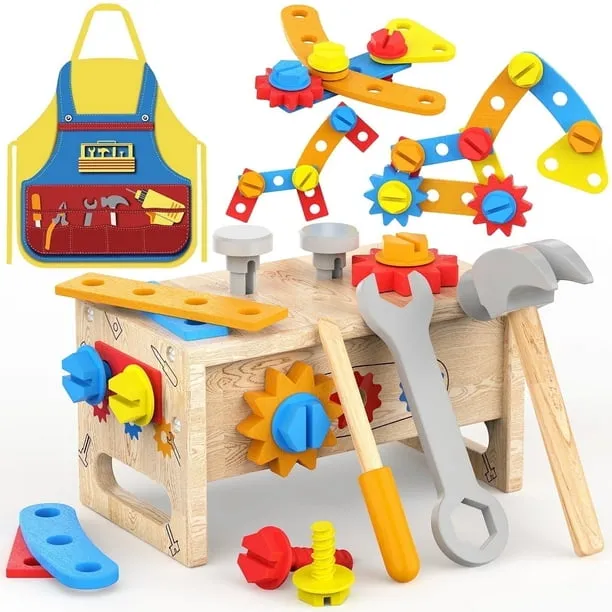 Toys for Boys 3-6 Years Kids Tool Set for Boys Pretend Play Work Bench Toy Set Educational Construction Montessori STEM 