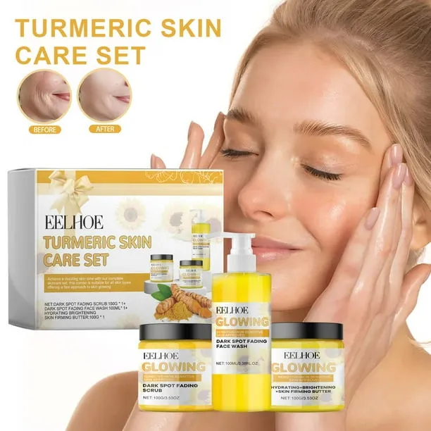 Turmeric Skin Care Set Gently Hydrates and Moisturizes, Cleanses, Refreshes, and Nourishes Daily Skin Care Set