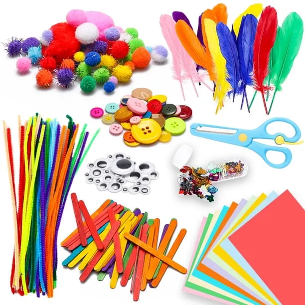 800PCS DIY Art Craft Kit for Kids Creative Pompoms