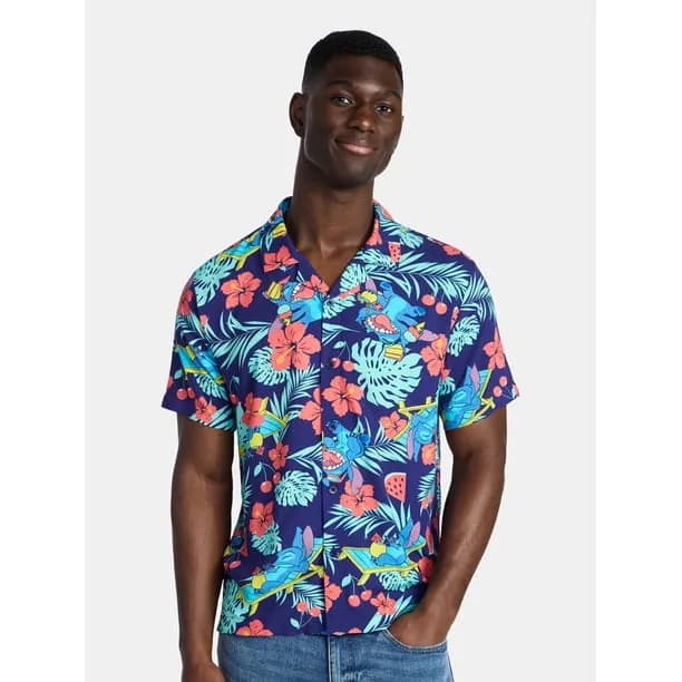 Lilo and Stitch Men's and Big Men's Graphic Button