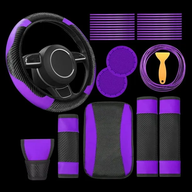 30 Pcs Car Accessories Set Pu Leather Steering