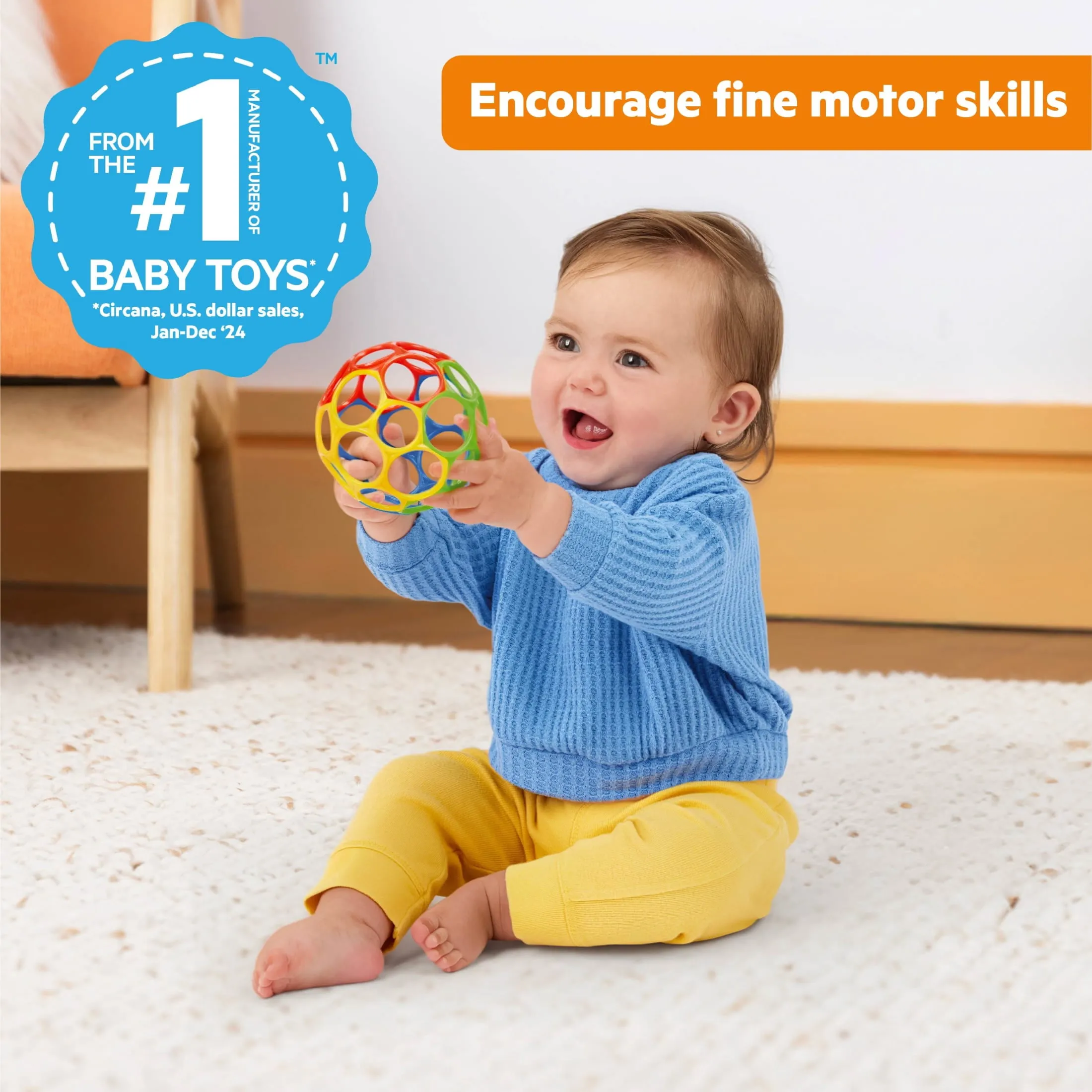 Oball Easy Grasp Classic Ball Baby Toy Multicolor