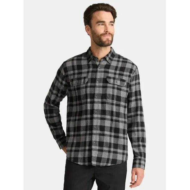 Men's and Big Men's Double Pocket Flannel Shirt