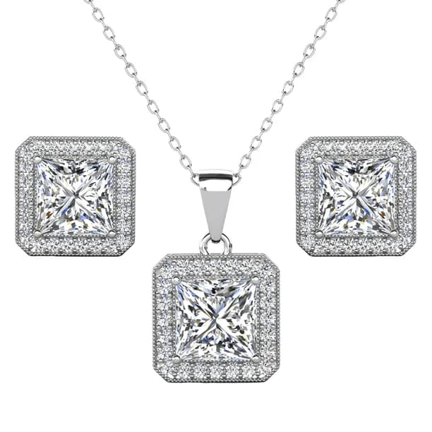 Norah 18k White Gold Plated Silver Jewelry Set with Simulated Diamonds Gift for Women