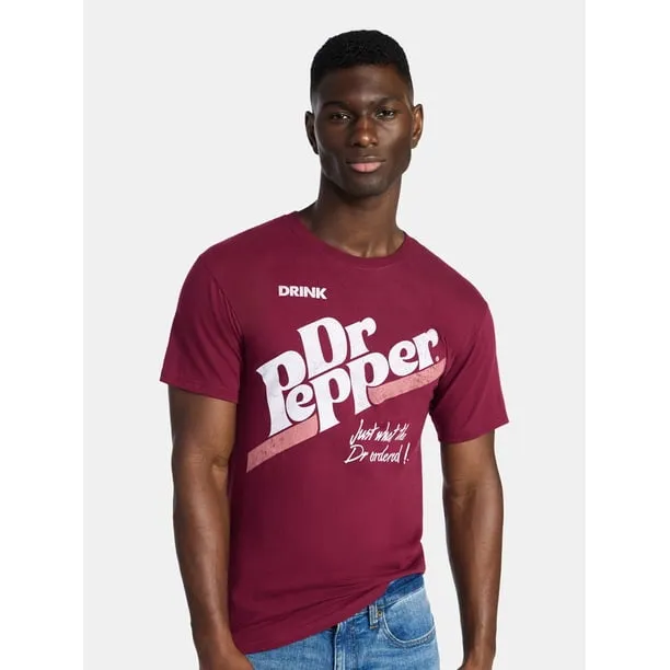 Dr Pepper Men's and Big Men's Graphic Tee with Short Sleeves, Sizes S-3XL