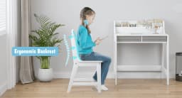Starous Kids Study Desk with Storage Bin White - Thumbnail 2