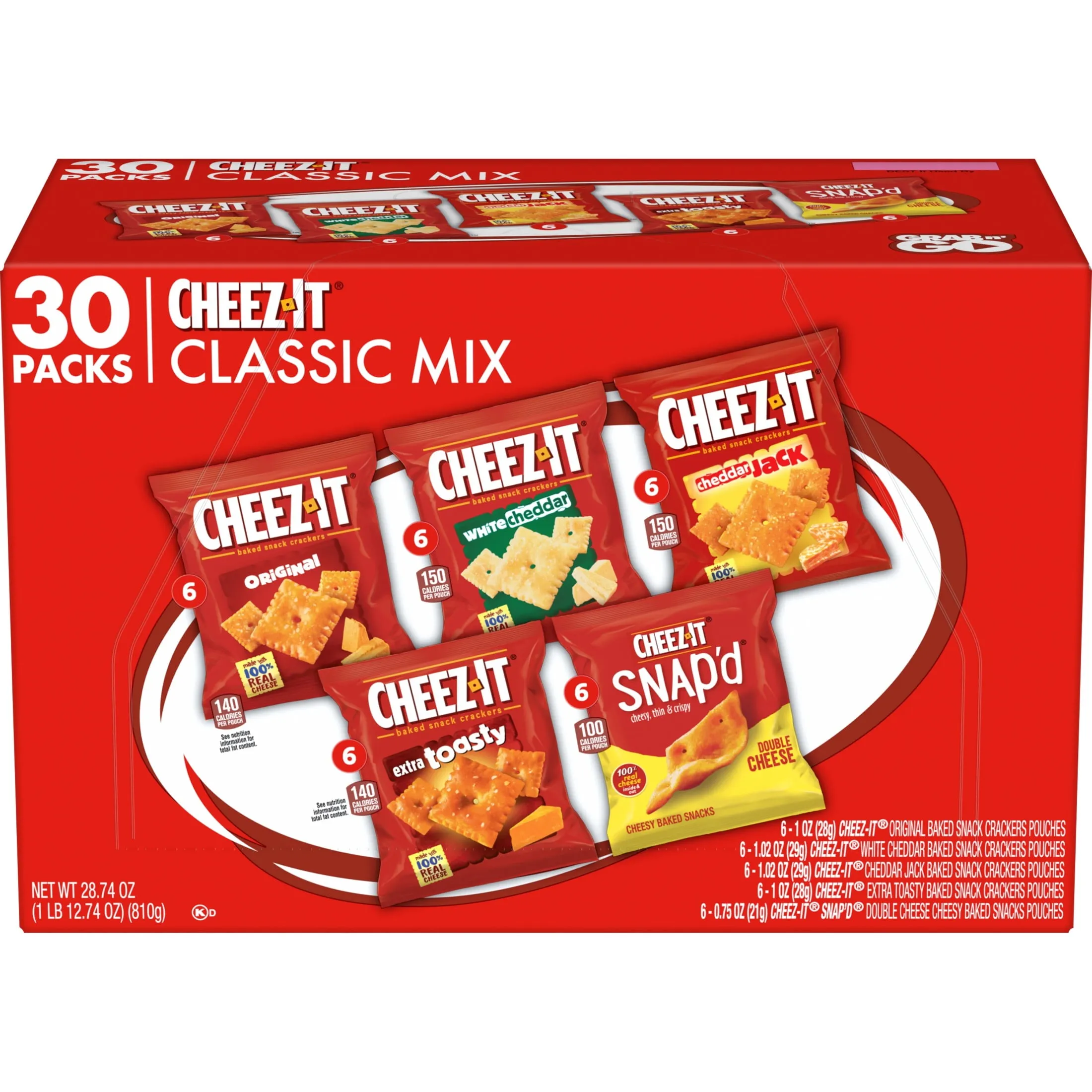 Cheez It Variety Pack Cheese Crackers Baked Snack