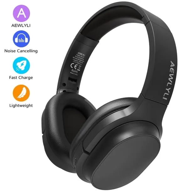 Aewlyli Noise Cancelling Headphones Bluetooth Over
