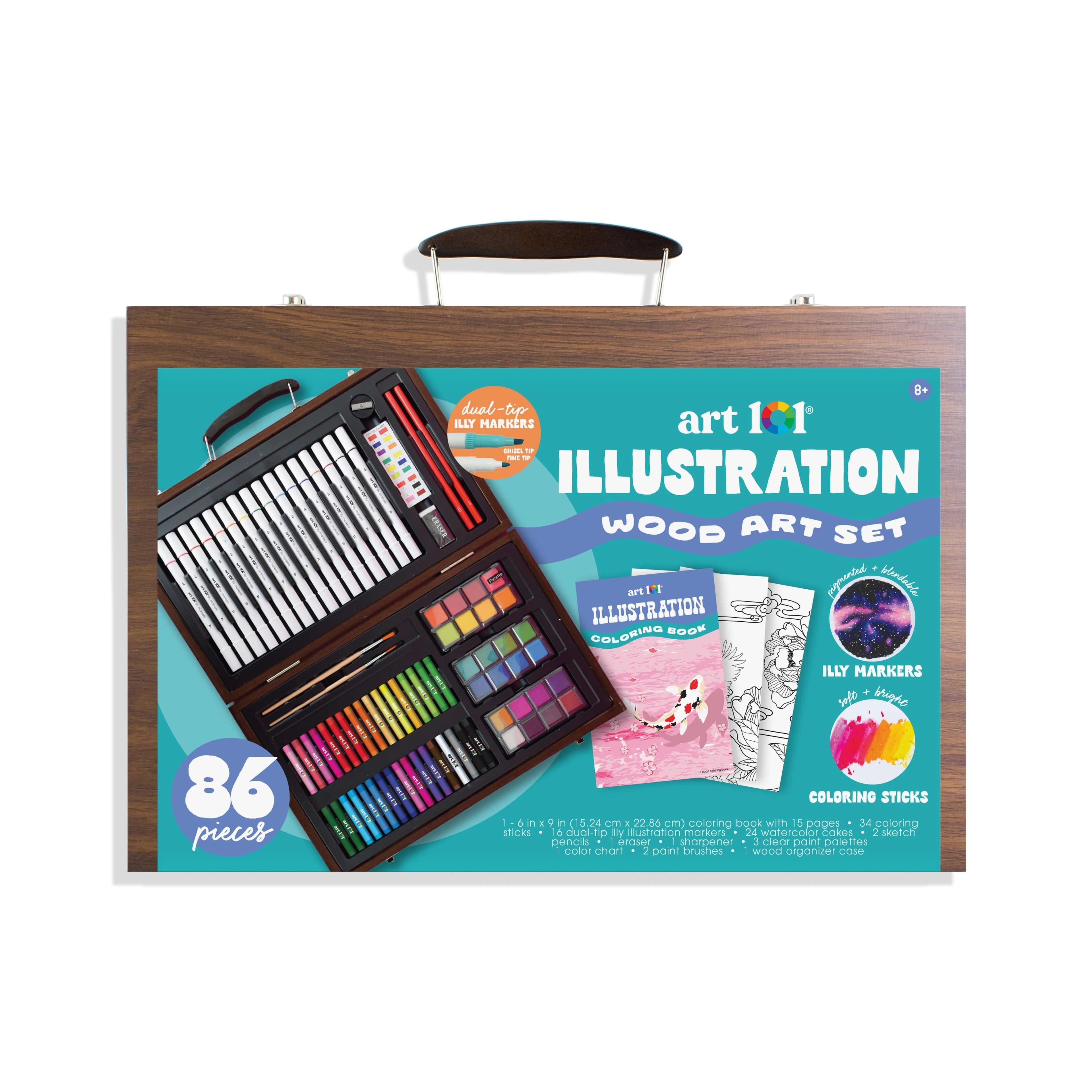 Art 101 Illustration Wood Art Set 86 Piece