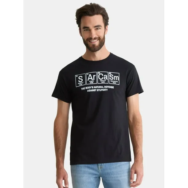 Sarcasm Men's and Big Men's Graphic Tee with Short